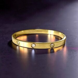 ⭐️ 5 for $25 Elegant Gold Tone Bangle Fashion Bracelet with Glass Crystals
